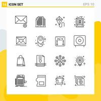 Collection of 16 Universal Line Icons Icon Set for Web and Mobile vector