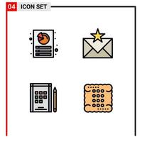 4 Creative Icons Modern Signs and Symbols of analysis book report envelope notes Editable Vector Design Elements