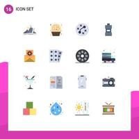 Set of 16 Modern UI Icons Symbols Signs for data integration detergent bacteria cleaning bathroom Editable Pack of Creative Vector Design Elements