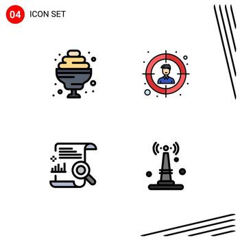 4 Filledline Flat Color concept for Websites Mobile and Apps cocktail search audience chart internet Editable Vector Design Elements