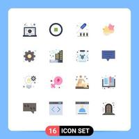 Pack of 16 Modern Flat Colors Signs and Symbols for Web Print Media such as seo management screw nature baby Editable Pack of Creative Vector Design Elements