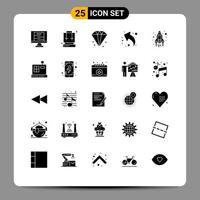 Pictogram Set of 25 Simple Solid Glyphs of start left business up arrow Editable Vector Design Elements