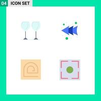 Editable Vector Line Pack of 4 Simple Flat Icons of glass fingerprint hotel rewind reader Editable Vector Design Elements