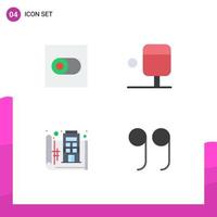 Set of 4 Modern UI Icons Symbols Signs for control print ping pong design quotes Editable Vector Design Elements