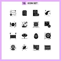 Solid Glyph Pack of 16 Universal Symbols of medical down computers share remove Editable Vector Design Elements