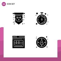 4 Creative Icons Modern Signs and Symbols of flag secure skull office website Editable Vector Design Elements