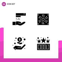 Glyph Icon set Pack of 4 Solid Icons isolated on White Background for responsive Website Design Print and Mobile Applications vector