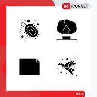 Pack of 4 Modern Solid Glyphs Signs and Symbols for Web Print Media such as bacteria landscape research user bird Editable Vector Design Elements