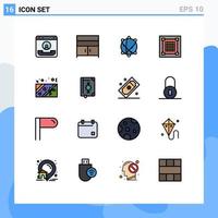 Universal Icon Symbols Group of 16 Modern Flat Color Filled Lines of grid designer interior design world Editable Creative Vector Design Elements