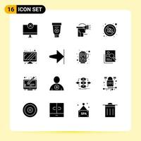 Modern Set of 16 Solid Glyphs and symbols such as monitor no mechanic image virtual reality Editable Vector Design Elements