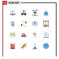 Universal Icon Symbols Group of 16 Modern Flat Colors of user interface time human yard Editable Pack of Creative Vector Design Elements