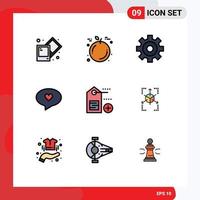 Mobile Interface Filledline Flat Color Set of 9 Pictograms of buy database heart grid tag Editable Vector Design Elements