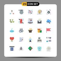 25 Universal Flat Color Signs Symbols of head creative bomb photo love Editable Vector Design Elements