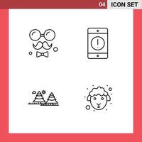 Universal Icon Symbols Group of 4 Modern Filledline Flat Colors of avatar phone fathers cellphone camping Editable Vector Design Elements