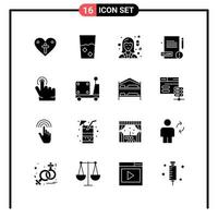 Set of 16 Solid Style Icons for web and mobile Glyph Symbols for print Solid Icon Signs Isolated on White Background 16 Icon Set vector