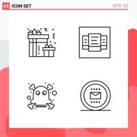 Collection of 4 Vector Icons in Line style Modern Outline Symbols for Web and Mobile Line Icon Sign Isolated on White Background 4 Icons