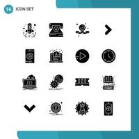 16 Thematic Vector Solid Glyphs and Editable Symbols of direction right form arrow smaller Editable Vector Design Elements