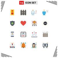 16 Universal Flat Color Signs Symbols of timer body abilities avatar recruitment Editable Pack of Creative Vector Design Elements