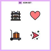 Filledline Flat Color Pack of 4 Universal Symbols of buy baggage sale instagram arrows Editable Vector Design Elements