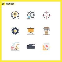 Group of 9 Flat Colors Signs and Symbols for work money update making symbols Editable Vector Design Elements