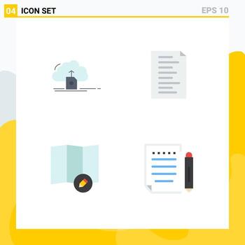 Modern Set of 4 Flat Icons Pictograph of cloud map data html mail Editable Vector Design Elements