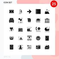 Modern Set of 25 Solid Glyphs and symbols such as furniture tent forward outdoor list Editable Vector Design Elements