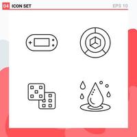 Collection of 4 Vector Icons in Line style Modern Outline Symbols for Web and Mobile Line Icon Sign Isolated on White Background 4 Icons