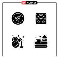 Set of 4 Solid Style Icons for web and mobile Glyph Symbols for print Solid Icon Signs Isolated on White Background 4 Icon Set vector