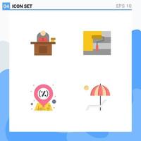 Pack of 4 creative Flat Icons of desk roller laptop user discount Editable Vector Design Elements