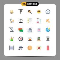 Mobile Interface Flat Color Set of 25 Pictograms of download direction sugar user love Editable Vector Design Elements