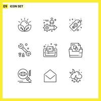 9 Thematic Vector Outlines and Editable Symbols of document options user wrench tag Editable Vector Design Elements