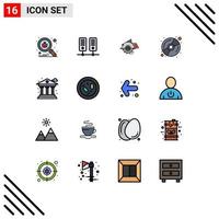 Stock Vector Icon Pack of 16 Line Signs and Symbols for bank city building multimedia disk Editable Creative Vector Design Elements