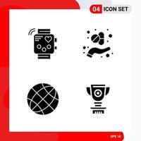 Creative Set of 4 Universal Glyph Icons isolated on White Background vector