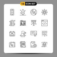 Pictogram Set of 16 Simple Outlines of todo tasks network clipboard nature Editable Vector Design Elements