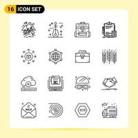 16 Creative Icons for Modern website design and responsive mobile apps 16 Outline Symbols Signs on White Background 16 Icon Pack vector