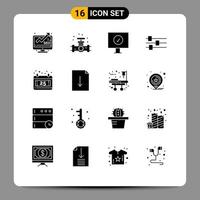 Pictogram Set of 16 Simple Solid Glyphs of document christmas antivirus calendar edit Editable Vector Design Elements