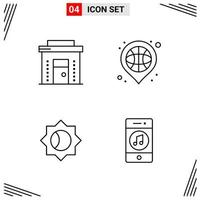 4 Icons Line Style Grid Based Creative Outline Symbols for Website Design Simple Line Icon Signs Isolated on White Background 4 Icon Set vector