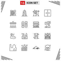 Outline Pack of 16 Universal Symbols of sharing group drum interior decor Editable Vector Design Elements