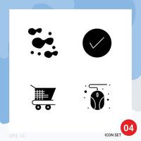 Editable Vector Line Pack of 4 Simple Solid Glyphs of chips trolley ecommerce arrow okay computer Editable Vector Design Elements