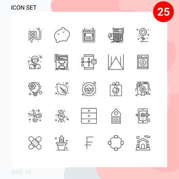 25 Universal Lines Set for Web and Mobile Applications flower graph html progress calculation Editable Vector Design Elements