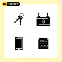 4 Creative Icons for Modern website design and responsive mobile apps 4 Glyph Symbols Signs on White Background 4 Icon Pack vector