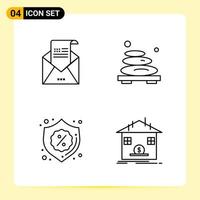 4 iconos creativos para el diseño moderno de sitios web y aplicaciones móviles receptivas 4 símbolos de contorno signos sobre fondo blanco paquete de 4 iconos vector