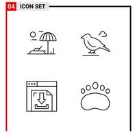 4 General Icons for website design print and mobile apps 4 Outline Symbols Signs Isolated on White Background 4 Icon Pack vector