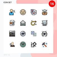 Mobile Interface Flat Color Filled Line Set of 16 Pictograms of file ai card big idea creative Editable Creative Vector Design Elements