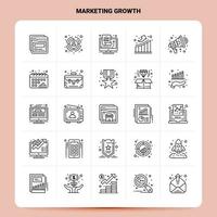 OutLine 25 Marketing Growth Icon set Vector Line Style Design Black Icons Set Linear pictogram pack Web and Mobile Business ideas design Vector Illustration