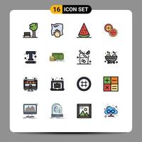 Universal Icon Symbols Group of 16 Modern Flat Color Filled Lines of font china scrub coins fruits Editable Creative Vector Design Elements