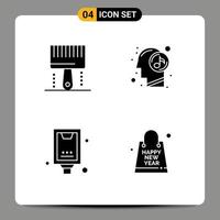 Mobile Interface Solid Glyph Set of 4 Pictograms of coding advertising paintbrush mind billboard Editable Vector Design Elements