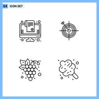 4 Icons Line style Creative Outline Symbols Black Line Icon Sign Isolated on White Background vector