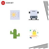 Pack of 4 Modern Flat Icons Signs and Symbols for Web Print Media such as control desert bus transport plant Editable Vector Design Elements