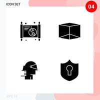 Vector Pack of 4 Icons in Solid Style Creative Glyph Pack isolated on White Background for Web and Mobile